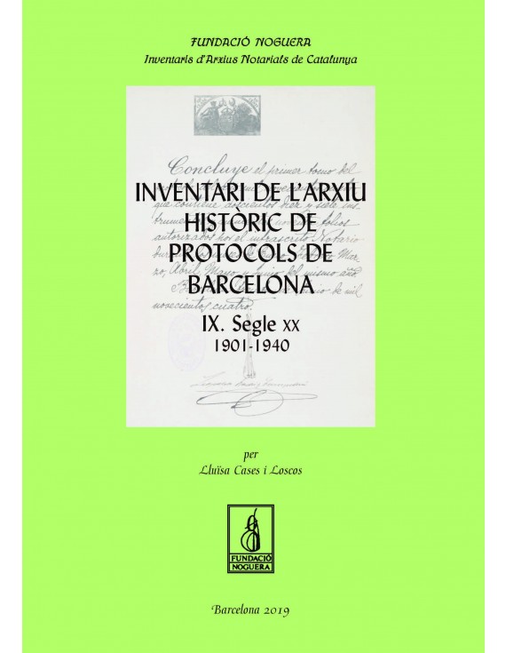 Inventari de l'Arxiu Històric de Protocols de Barcelona IX
