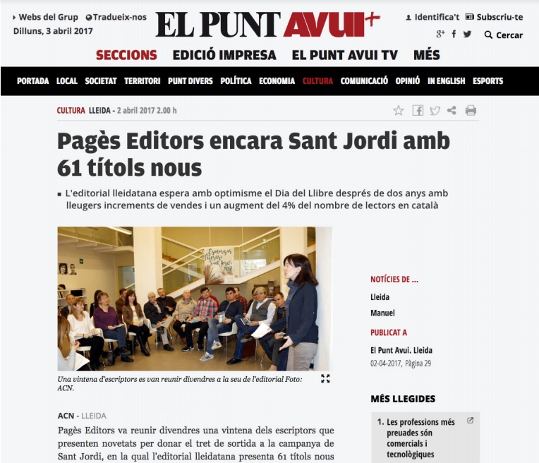Roda de Premsa Pagès Editors Sant Jordi 2017